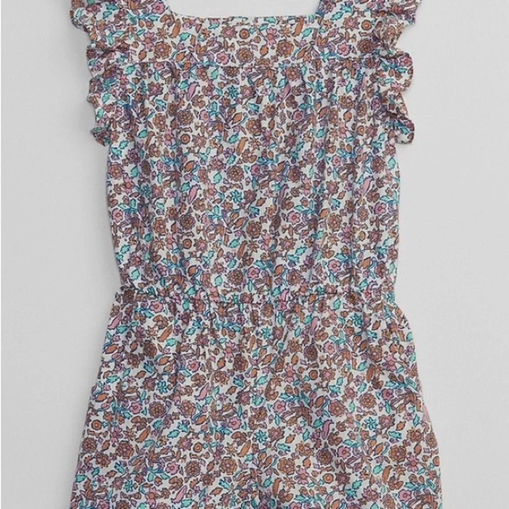 babyGap Poplin Romper Floral Ruffle Sleeve Dress White ditsy floral Size 5